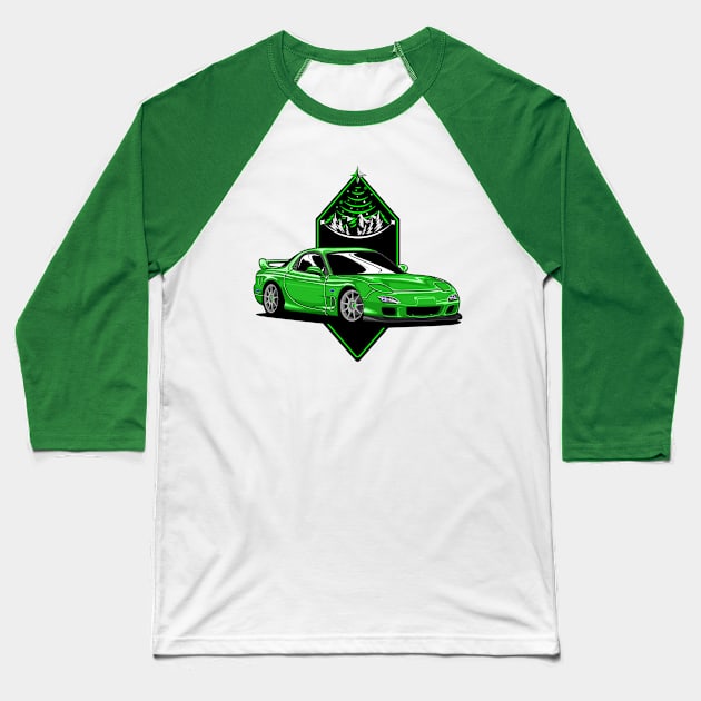 Green RX7 - Legend JDM car Baseball T-Shirt by Car_Designer